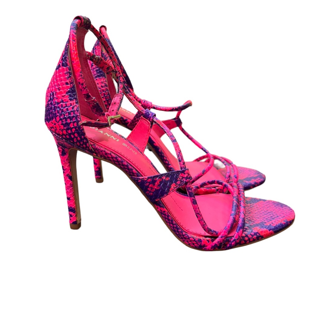 Gianni Bini pink and purple strap sandal heel